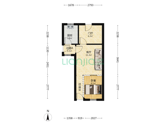 蜂巢山路17号 1室1厅0卫 39平方