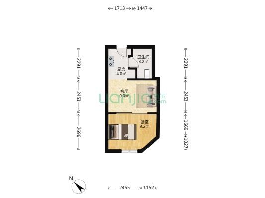 华龙大酒店 1室1厅1卫 45平方