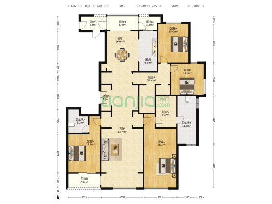金沙湖高尔夫观邸南区一期 4室2厅2卫 275平方