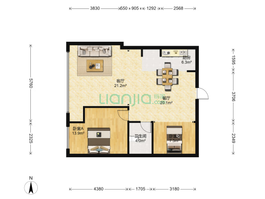 时代贸港 2室2厅1卫 103平方