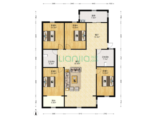 鸿兴苑 4室2厅2卫 177平方
