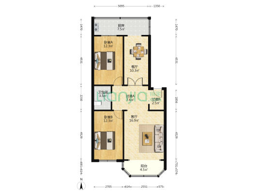 金盛源 2室2厅1卫 82平方