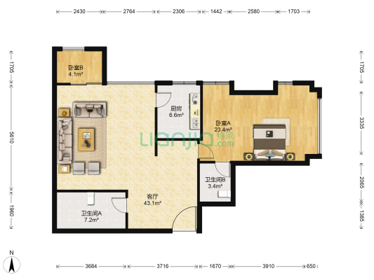 三水佳苑 2室1厅2卫 109平方