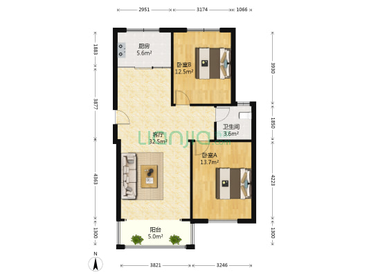 锦绣佳苑 2室1厅1卫 86平方