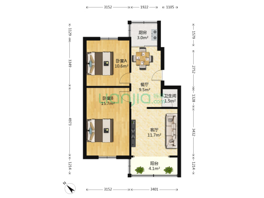 玉泉街112号 2室2厅1卫 69平方