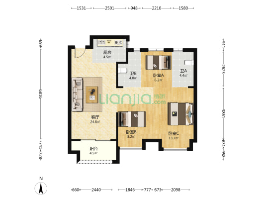中骏璟宸 3室1厅2卫 89平方