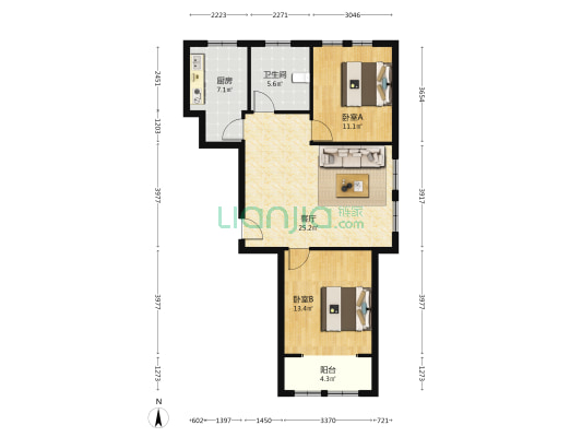 明美家园 2室1厅1卫 92平方