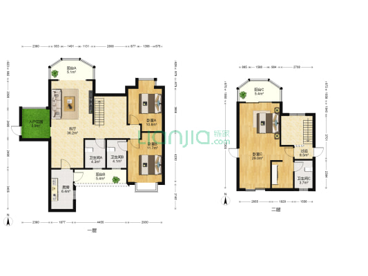 钻石园 3室1厅3卫 153平方