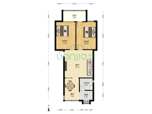 抗建路46号 2室2厅1卫 72平方