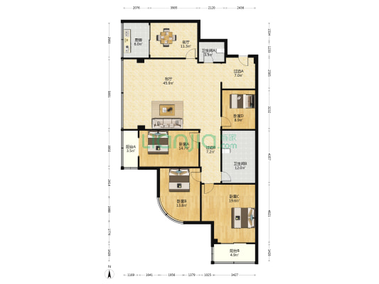 宏府408坊 4室2厅2卫 199平方