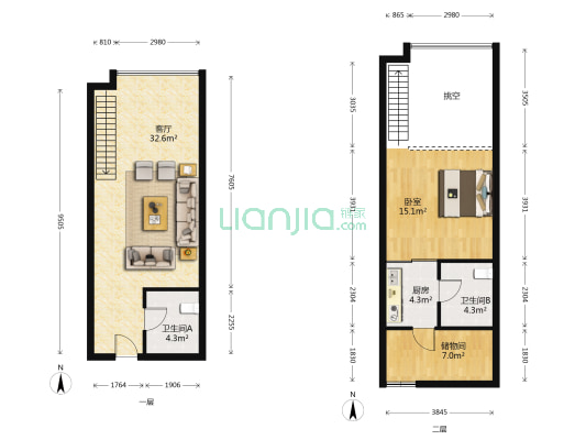 利嘉中心 1室1厅2卫 56平方