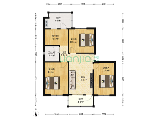 兴华南街21号 3室1厅1卫 101平方