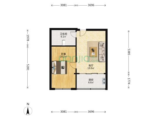 兰州自来水有限公司家属院 1室1厅1卫 53平方