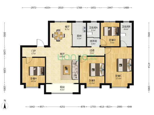 春华秋实兰园 4室2厅3卫 140平方