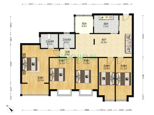 临嘉村 5室1厅2卫 147平方