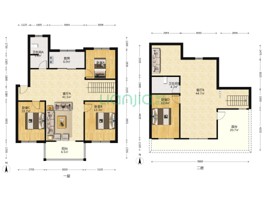 永安小区 4室2厅2卫 160平方