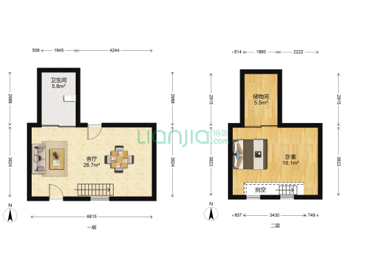 她他花园 1室1厅1卫 32平方