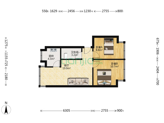 胜利花园二期 2室1厅1卫 53平方