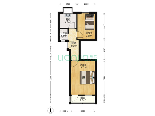 醒狮巷 2室0厅1卫 45平方
