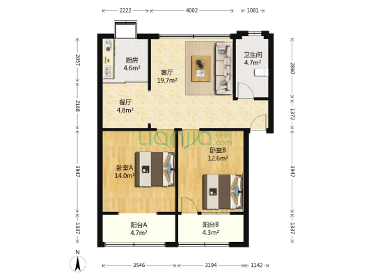 传输局家属院 2室2厅1卫 80平方