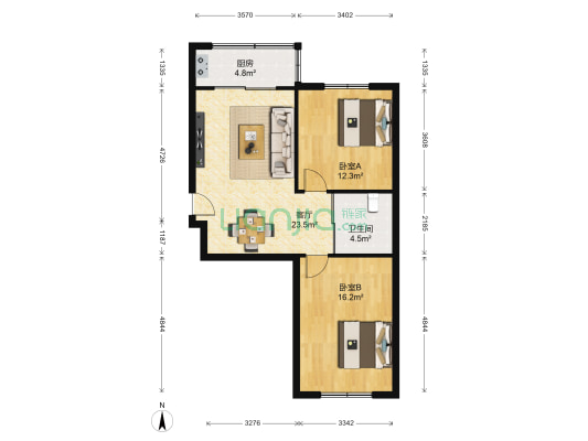 道义新城二期 2室1厅1卫 80平方