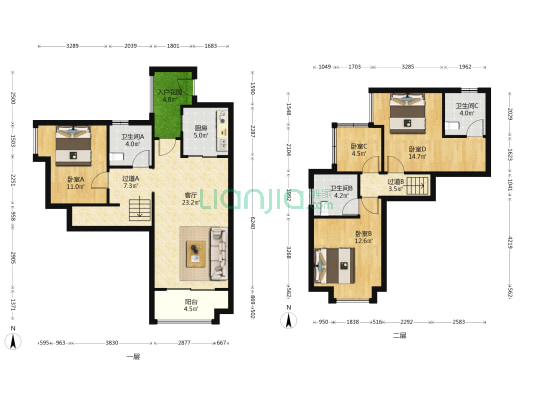 华润置地润府 4室1厅3卫 105平方