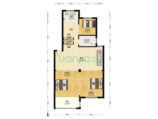 新世家 3室1厅1卫 104平方