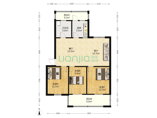 柳庄街48弄 3室2厅1卫 96平方