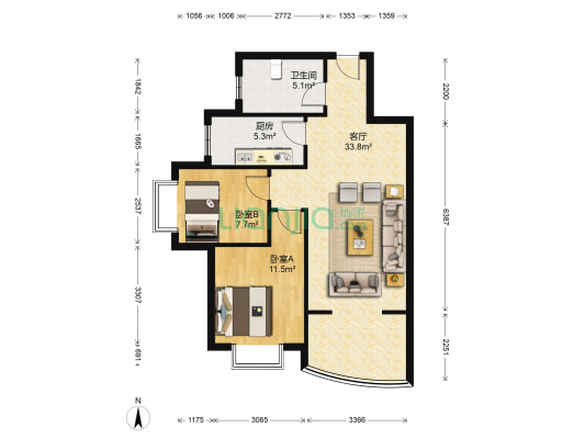 城南都市嘉园 2室1厅1卫 98平方