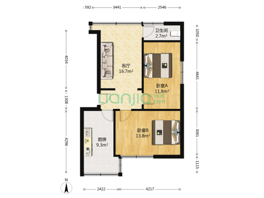永平路130号 2室1厅1卫 54平方