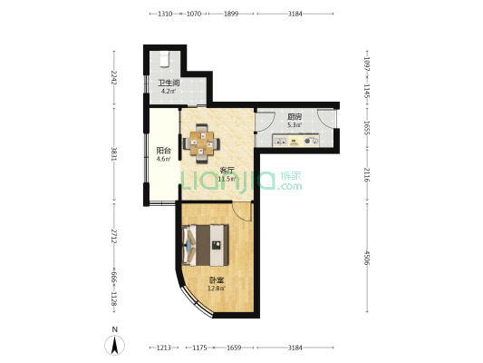 茂名大楼 1室1厅1卫 54平方