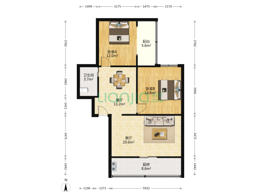 洛阳路138号 2室2厅1卫 97平方