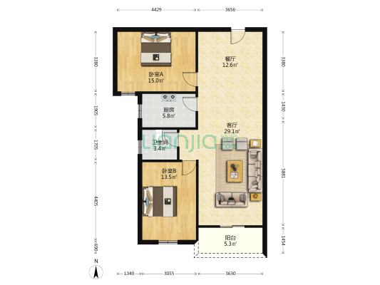 周口经济开发区许寨社区 2室2厅1卫 102平方