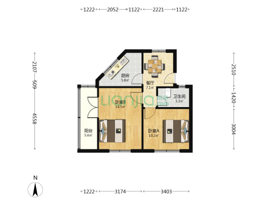 电大小区 2室1厅1卫 57平方