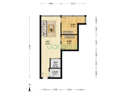 凤雅苑 2室1厅1卫 48平方