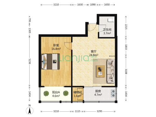 雅润嘉园 1室1厅1卫 71平方