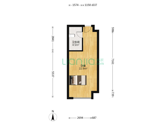 旭辉国际广场 1室0厅1卫 41平方
