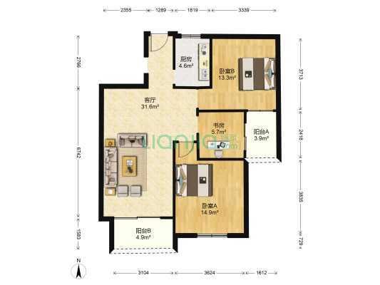 沙门锦园 3室1厅0卫 103平方