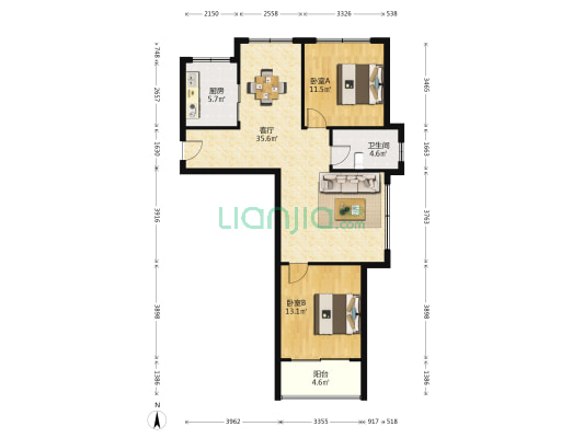 迎春花苑 2室1厅1卫 93平方