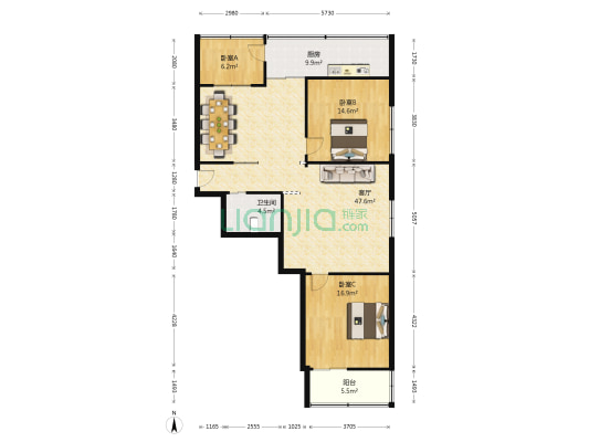 太原市煤炭工业局 3室1厅1卫 133平方