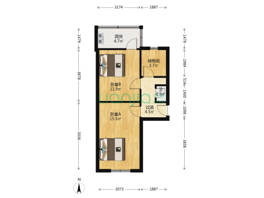 登北社区 2室0厅1卫 53平方