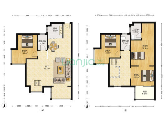 春晖花园C区 4室1厅3卫 152平方
