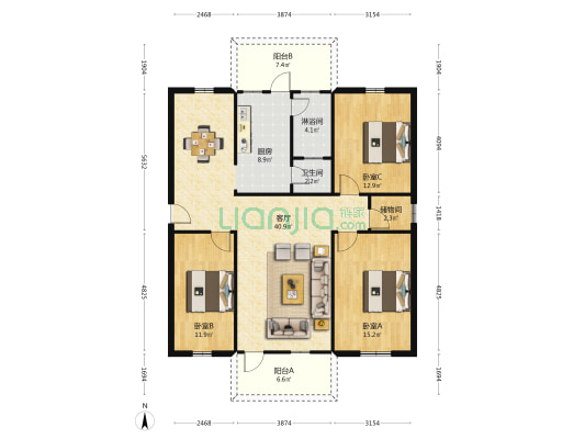 信用社宿舍 3室1厅2卫 123平方