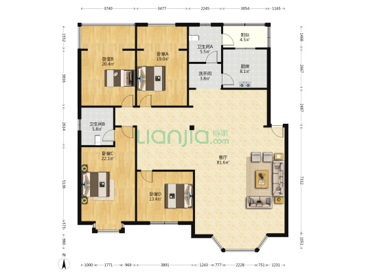 金桂巷46号 4室1厅3卫 206平方