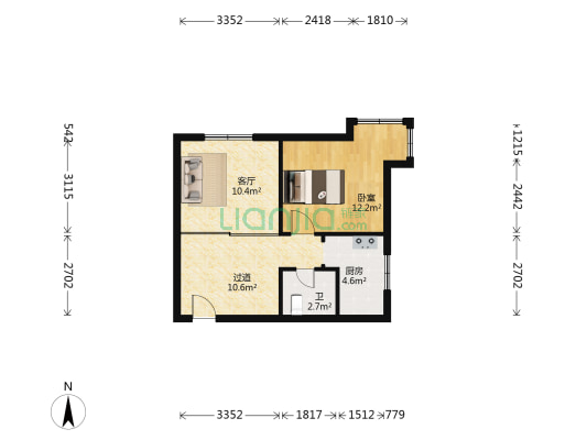 高第花园 1室1厅1卫 60平方