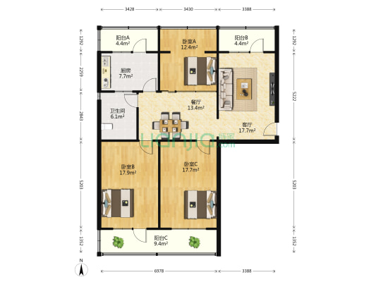 甘肃省水文局家属院 3室2厅1卫 138平方