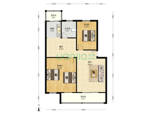 此房南北通透格局好公摊小配套设施齐交通便利-户型图