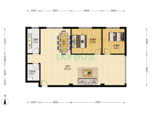 永成利都 2室1厅1卫 121平方