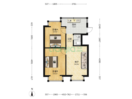 和平后村108号 2室1厅1卫 54平方