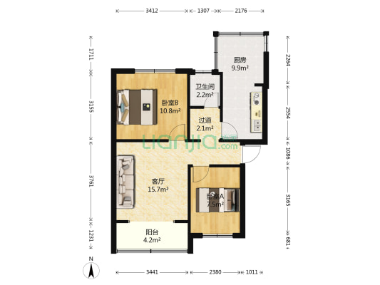 中医学院关上家属区 2室1厅1卫 52平方